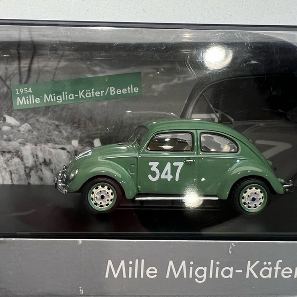 Volkswagen Model Car VW Beetle Bug Scale 1/43 Mille Miglia #347 1954 Green - Picture 10 of 14